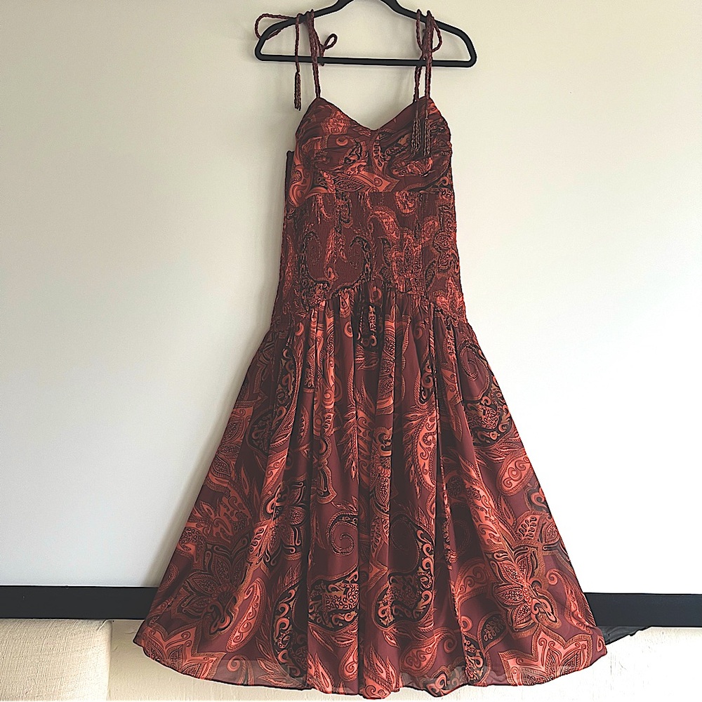 FARM Rio x Anthropologie Leopard Paisley Printed Midi Dress Size Medium M NWT - Picture 9 of 16